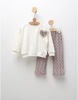 Compleu cu print leopard Sophia, alb-roz