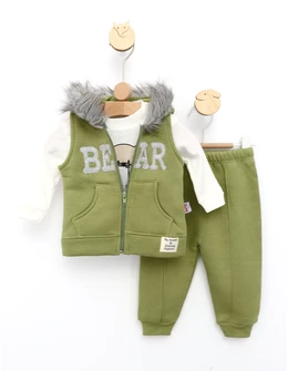Compleu cu vesta 3 piese BaBr verde-deschis 1