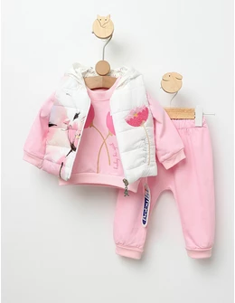 Compleu cu vesta Baby Girl roz