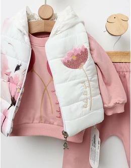 Compleu cu vesta Baby Girl roz-prafuit