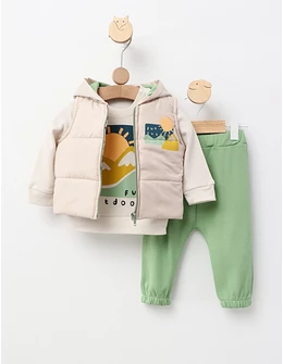 Compleu cu vesta Fun Outdoor, cu verde