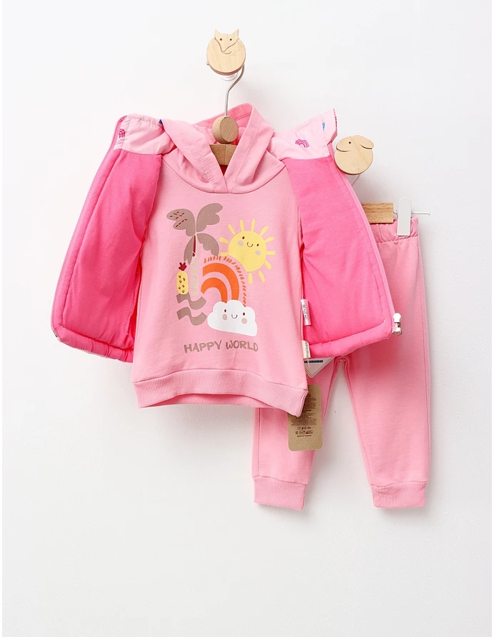 Compleu cu vesta Happy World, roz picture - 3