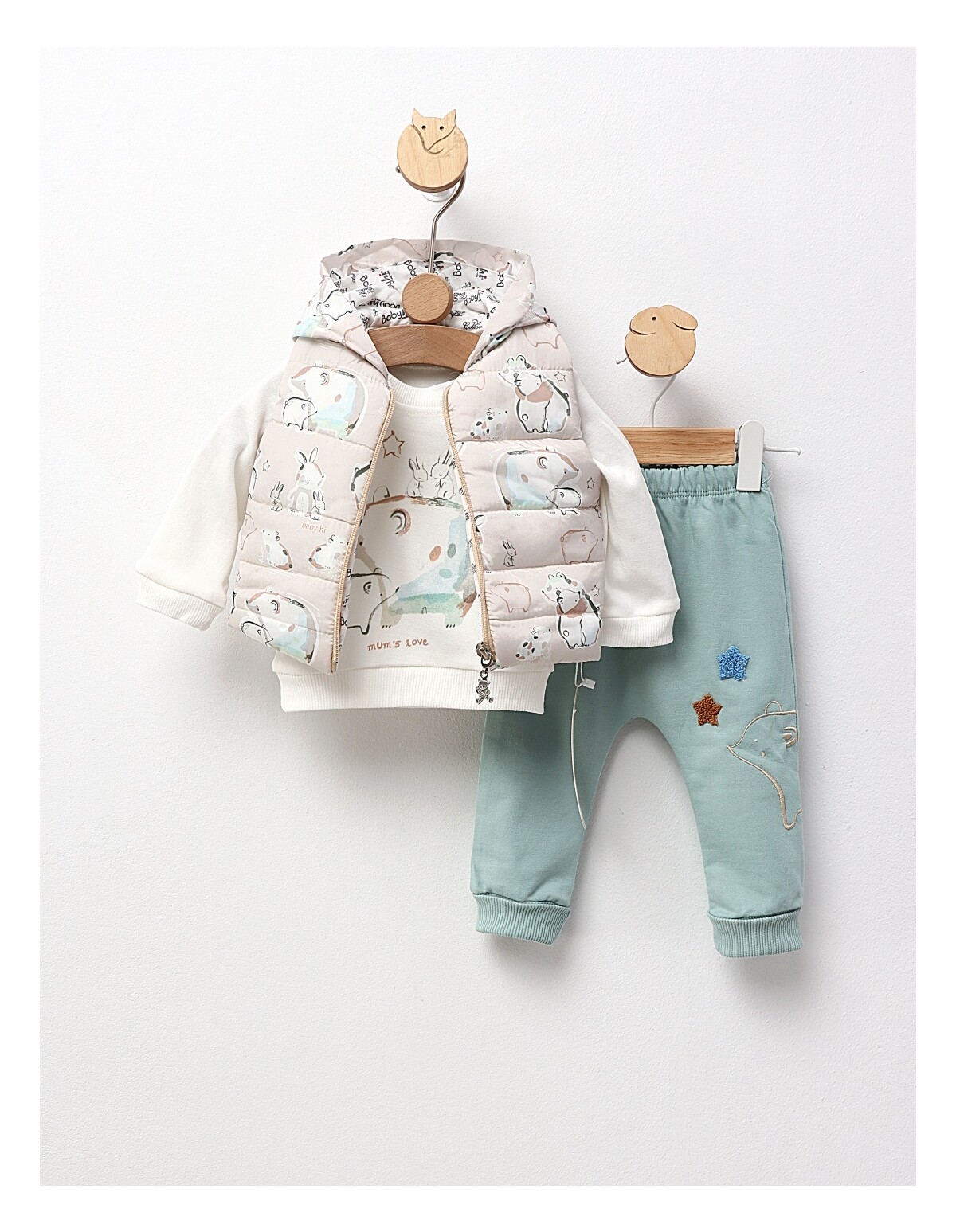 Compleu cu vesta Mama Love, verde