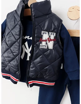Compleu cu vesta New York, cu bleumarin