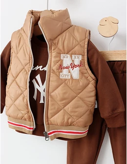 Compleu cu vesta New York, cu maro