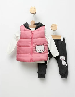 Compleu cu vesta Pink Luna cu roz-prafuit