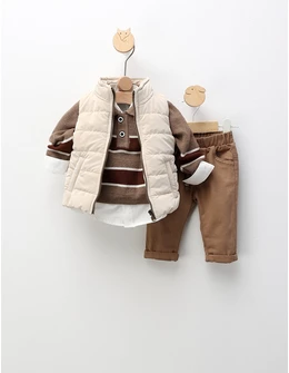 Compleu cu vesta premium Tony, crem-maro