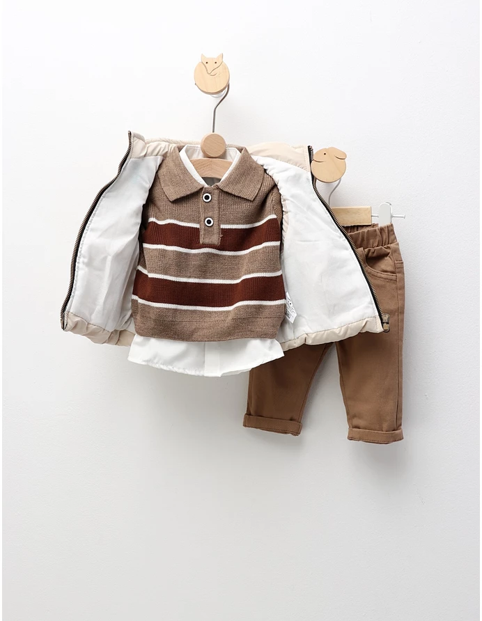 Compleu cu vesta premium Tony, crem-maro picture - 4