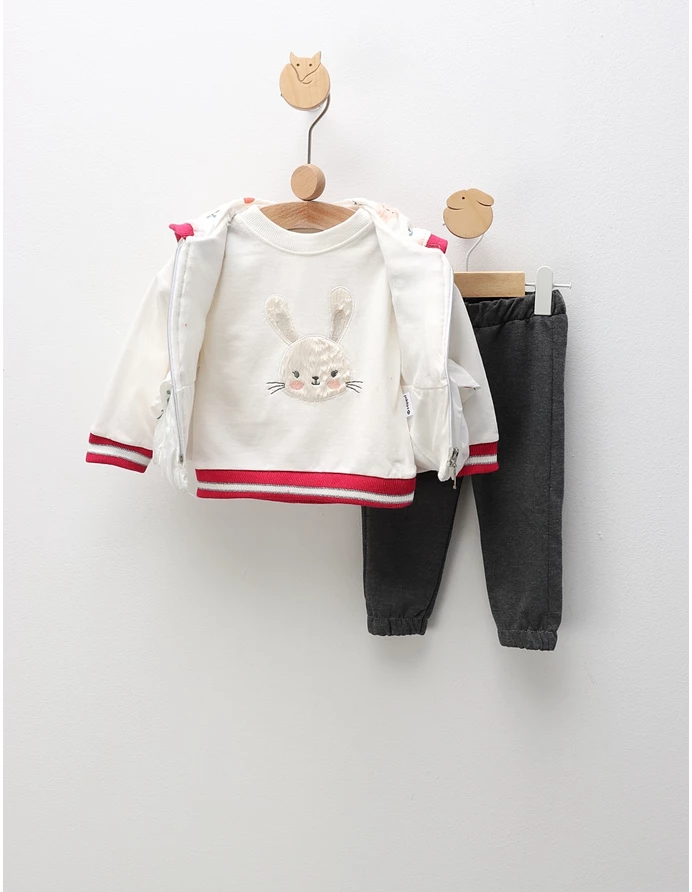 Compleu cu vesta, Rabbit Girl, alb-ciclam picture - 4