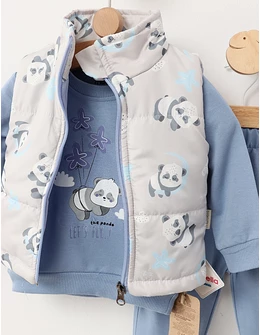 Compleu cu vesta The Panda, cu albastru