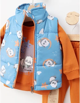 Compleu cu vesta The Panda, cu caramiziu