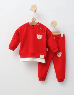 Compleu Fashion Bear, model rosu 86 (12-18 luni)