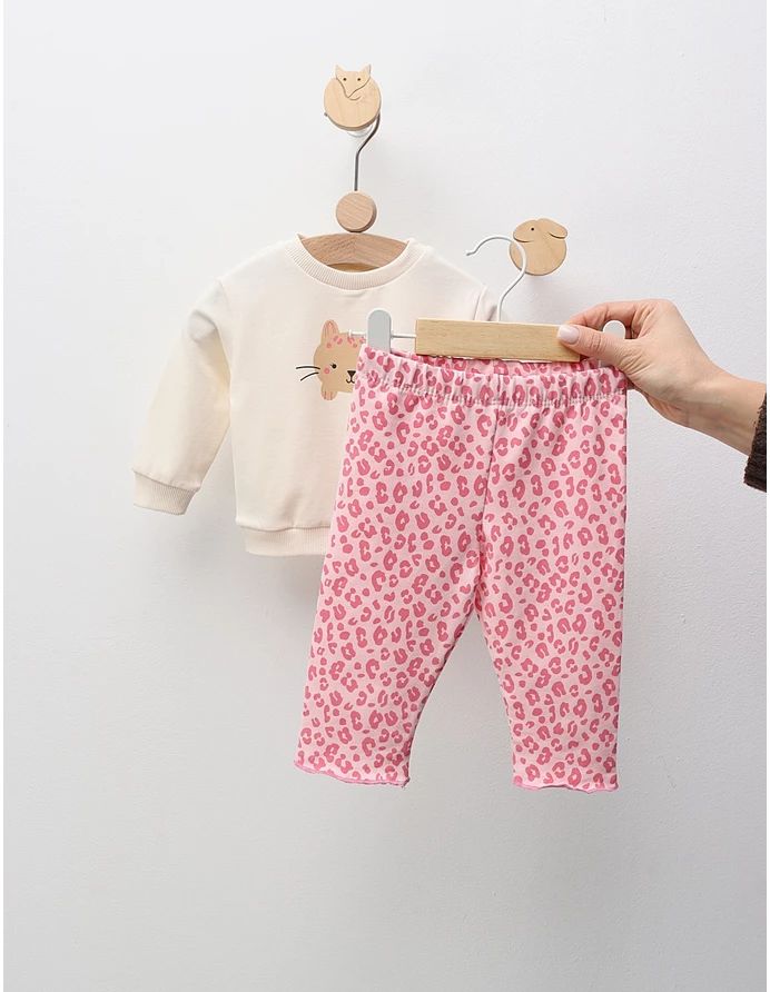 Compleu Felinuta Leopard, crem-roz picture - 3