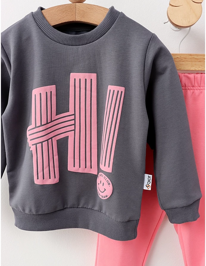 Compleu Happy Team, model gri inchis-roz picture - 2