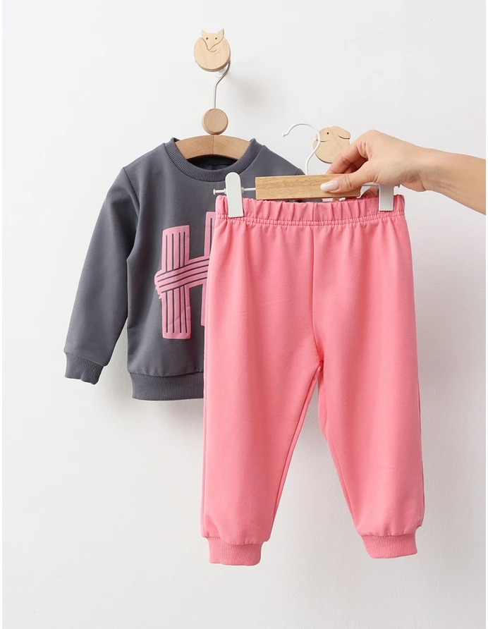 Compleu Happy Team, model gri inchis-roz picture - 3