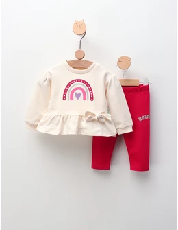 Compleu Heart and RainBow, crem-ciclam