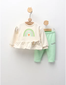 Compleu Heart and RainBow, crem-verde