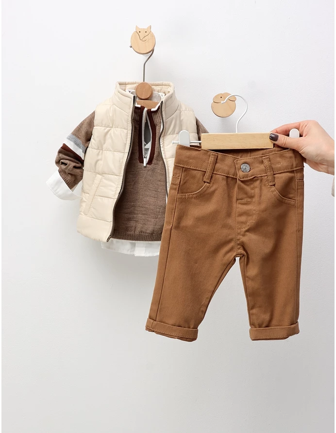 Compleu premium, 4 piese, crem-bej-maro picture - 4