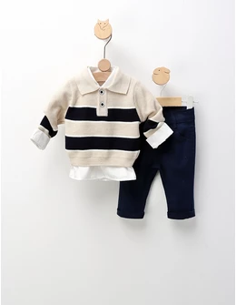 Compleu premium Kevin, crem-bleumarin