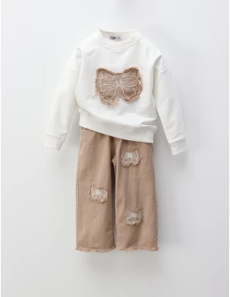 Compleu The Butterfly, alb-bej