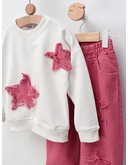 Compleu Two Stars, model alb-roz