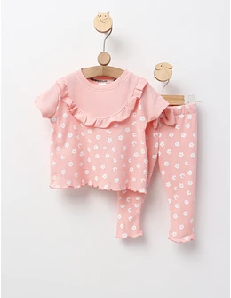 Costum de vara, Tricou+Pantalon, roz