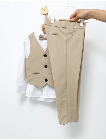 Costum elgant 4 piese EliteClass crem picture - 8