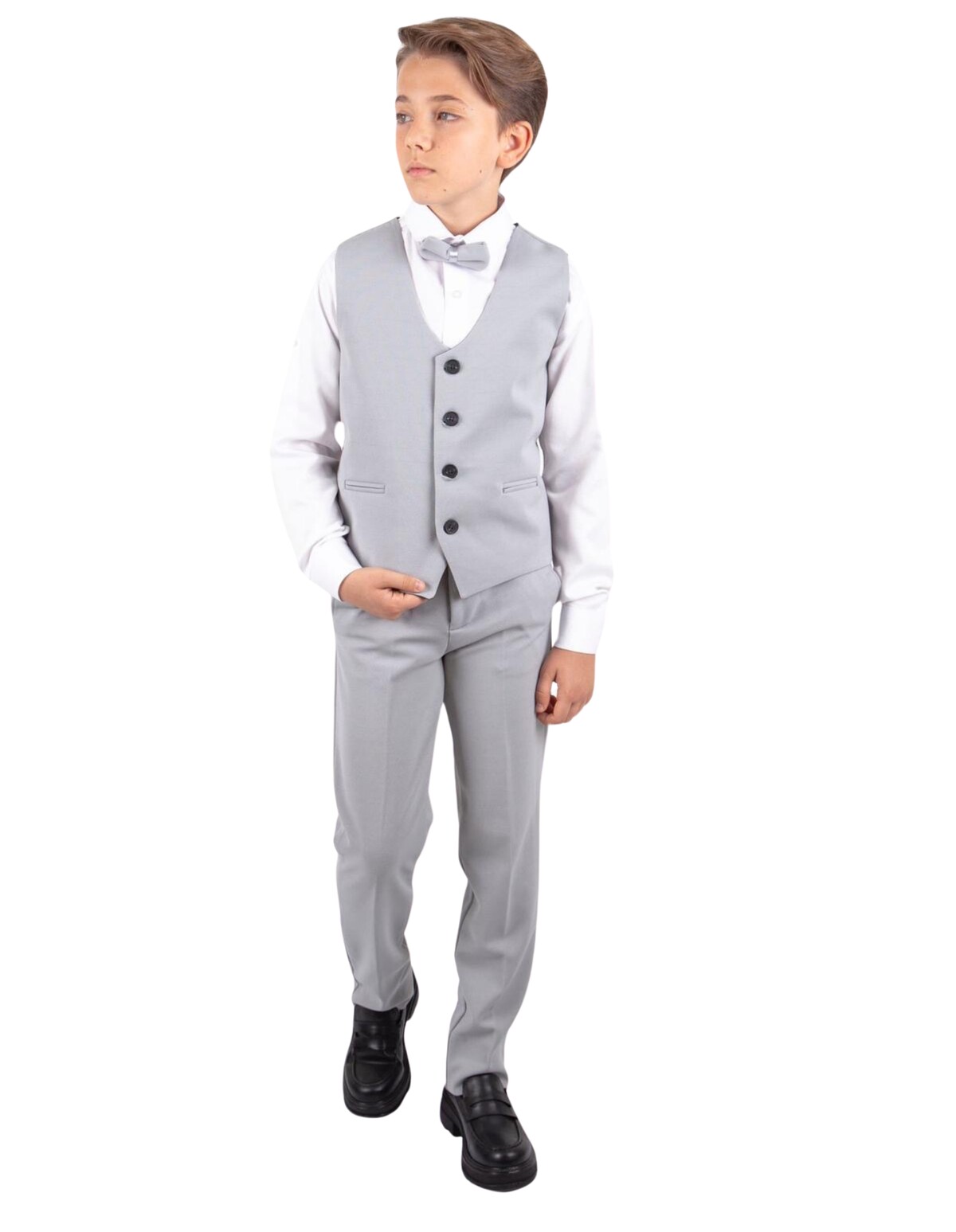 Costum elgant 4 piese EliteClass gri deschis