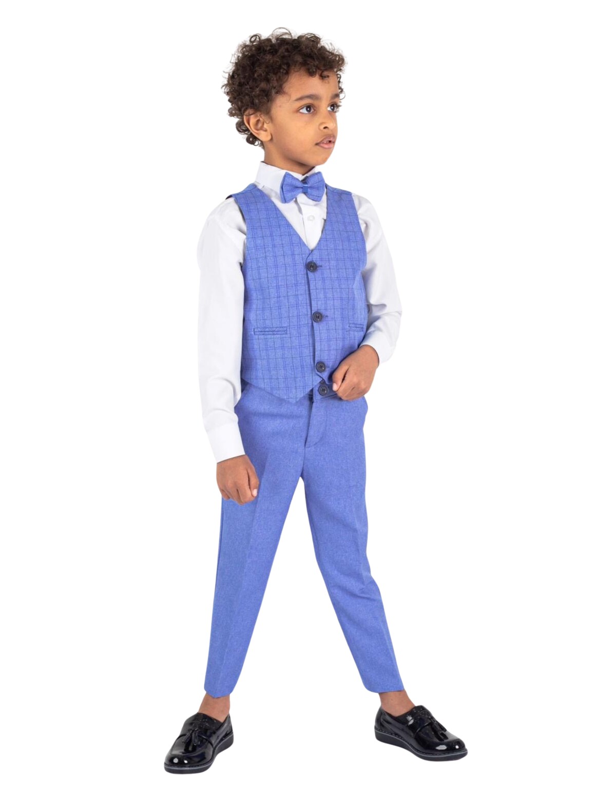 Costum elgant 4 piese Tony albastru deschis