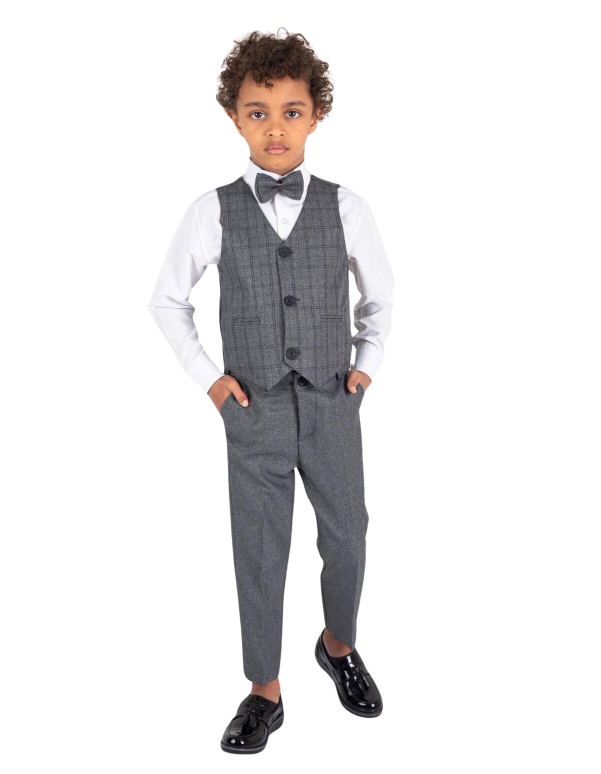 Costum elgant 4 piese Tony gri inchis