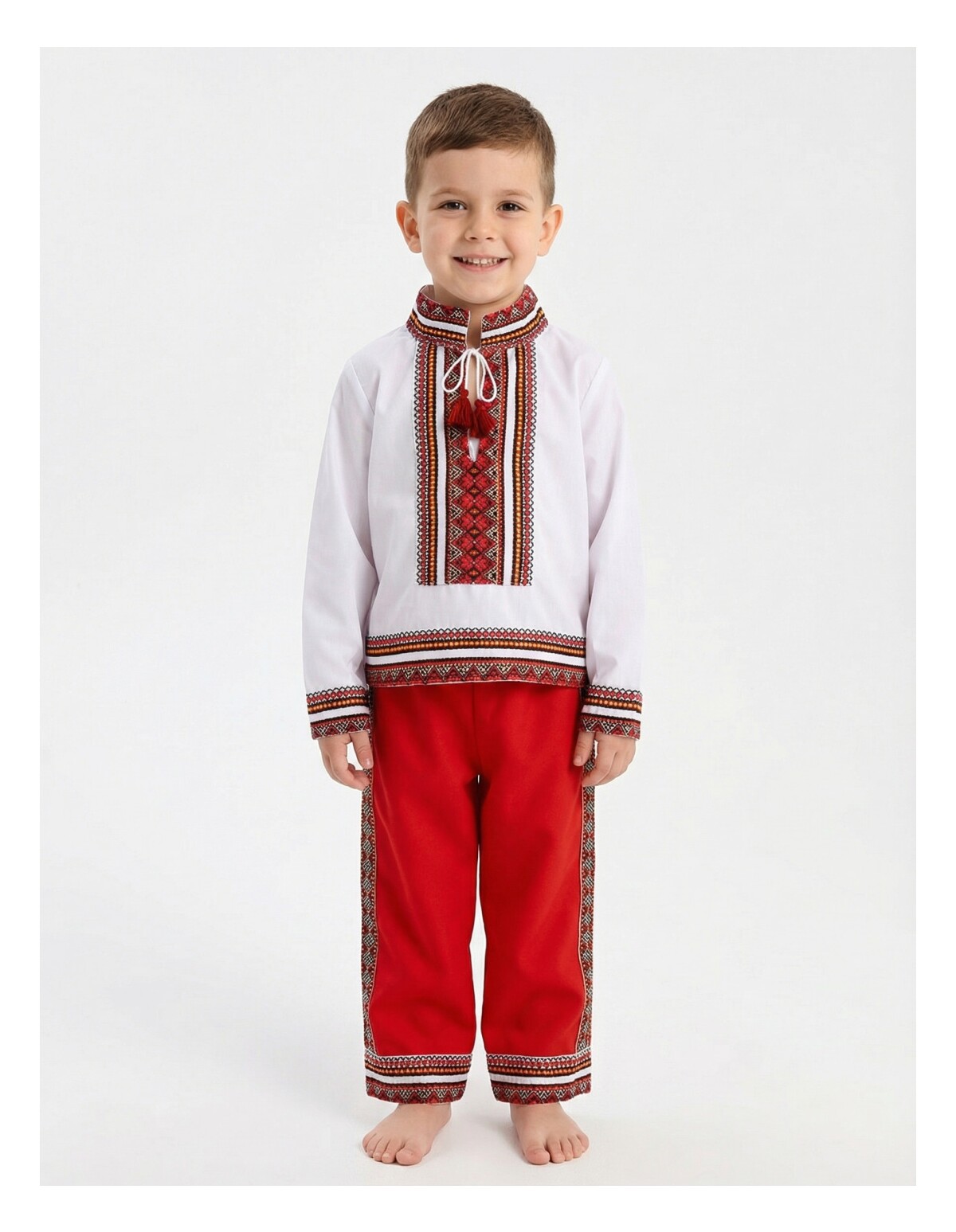 Costum national Carol alb-rosu