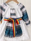 Costum popular fetite 3 piese turcoaz picture - 2