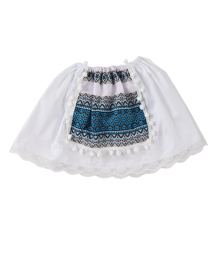 Costum popular fetite 3 piese turcoaz picture - 4