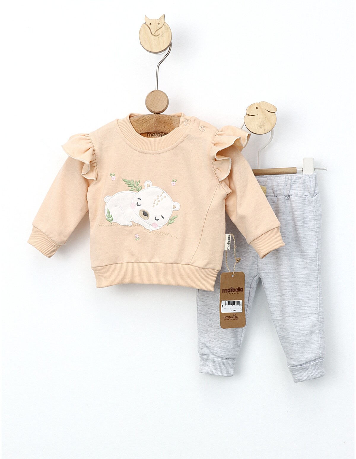 Costumas 2 piese Sleepy Bear crem