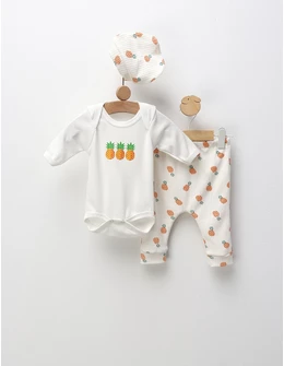 Costumas 3 piese Ananas, cu portocaliu 80 (9-12 luni)