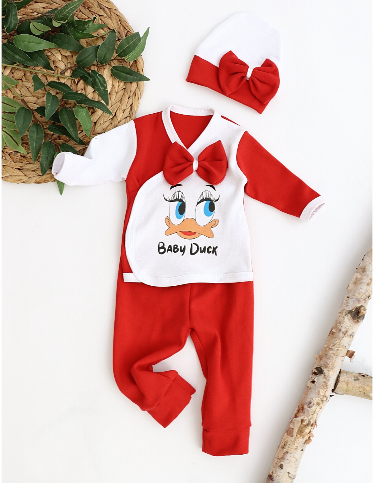 Costumas 3 piese Baby Duck rosu