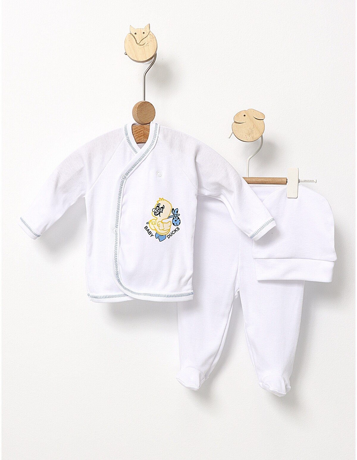 Costumas 3 piese Baby Ducks cu albastru