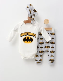 Costumas 3 piese, Batman, alb-gri