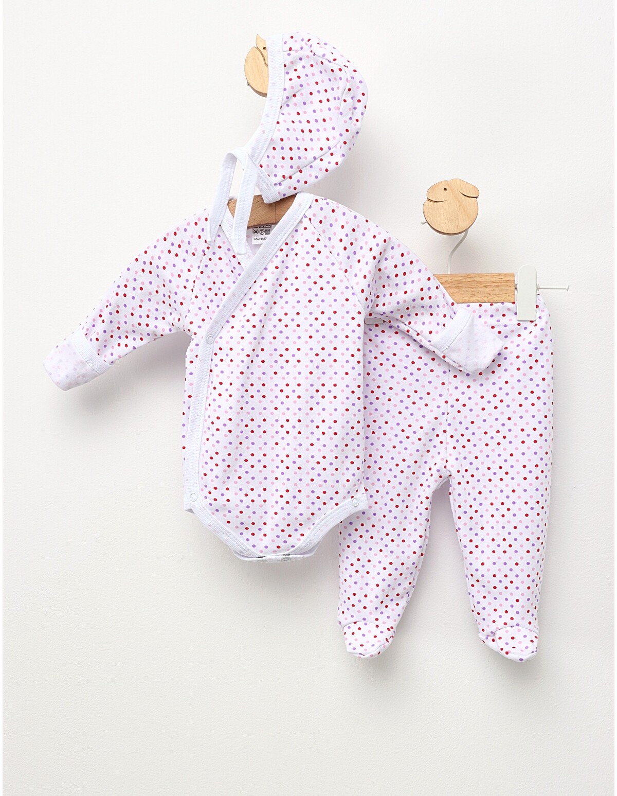 Costumas 3 piese, buline multicolor cu mov