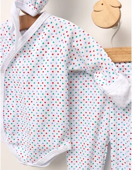 Costumas 3 piese, buline multicolor cu verde`