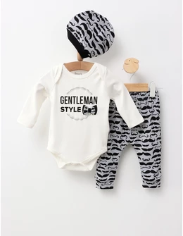 Costumas 3 piese, Gentelman Style, alb-negru