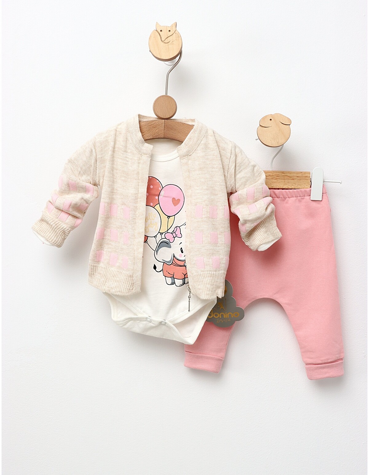Costumas 3 piese Hello Baby Elefant crem