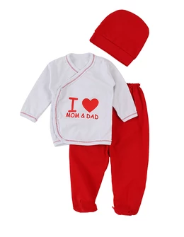 Costumas 3 piese, I Love Mom&Dad rosu