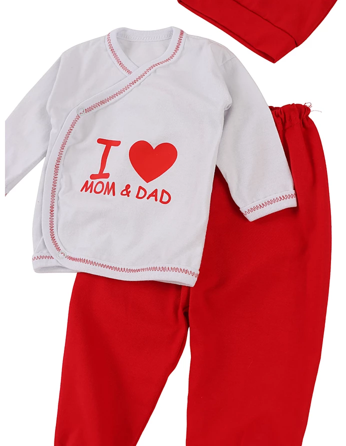 Costumas 3 piese, I Love Mom&Dad rosu picture - 3