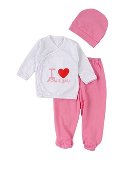 Costumas 3 piese, I Love Mom&Dad roz