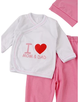 Costumas 3 piese, I Love Mom&Dad roz