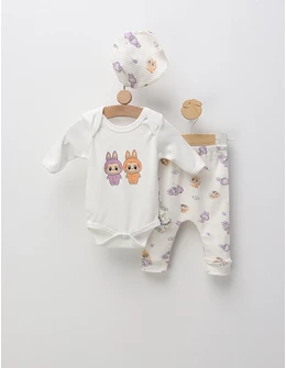 Costumas 3 piese La Bubu, mov-portocaliu