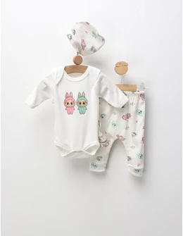 Costumas 3 piese La Bubu, roz-verde