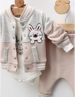 Costumas 3 piese, Rabbit Love, cu bej
