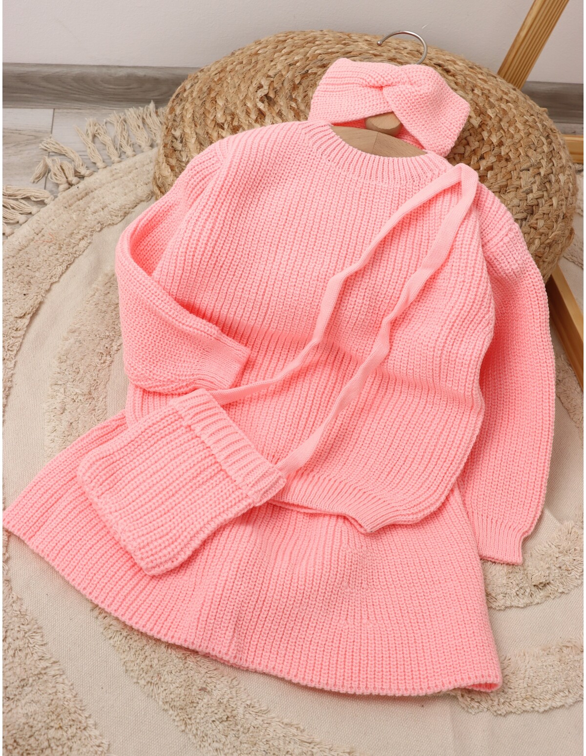 Costumas 4 piese croset Sibell roz
